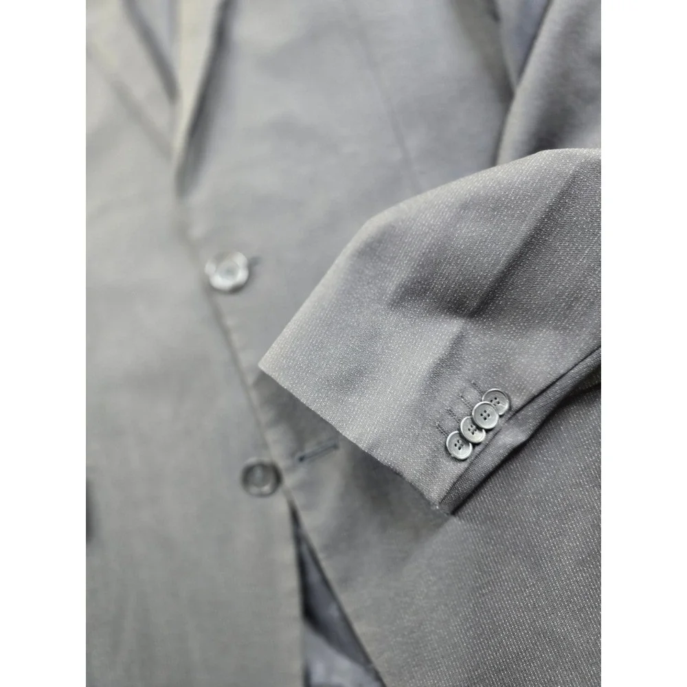 Hugo Boss Blazer Mens 40L 40 Charcoal Gray Textured Stripe Sport Coat‎